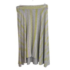Stem Womens Gray Lime Green Striped High Low Midi Skirt Size M Modal Y2K 90s USA
